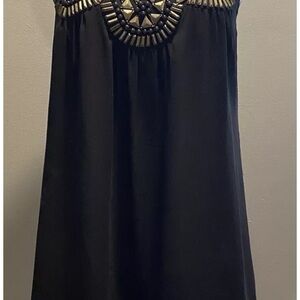 Black Sleeveless Dress with Adornments